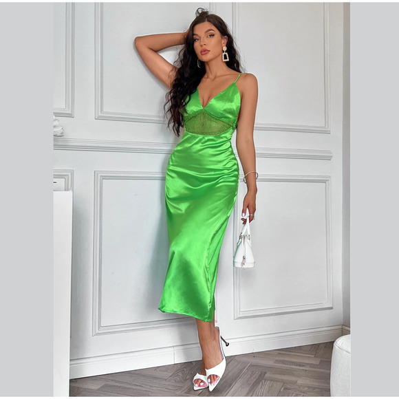 ZARA Slip Dress with Contrasting Lace NWT ✨ Blogger Fave Size L - Picture 11 of 16